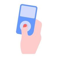 Mp3 player flat vector, hand and music device vector