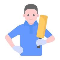 Cricketer flat vector, sports man vector