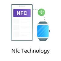 Ai connected devices, flat gradient vector of nfc technology