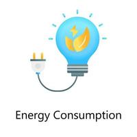 Sprout inside lightbulb depicting energy consumption vector in flat gradient  style