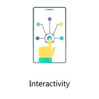 Finger swiping on smartphone screen depicting interactivity vector in gradient style