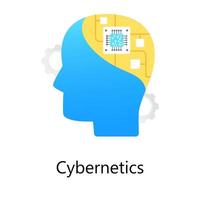 inteligencia artificial, vector de cibernética en diseño de gradiente plano