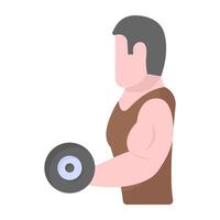 Powerlifting flat vector showing character with stick