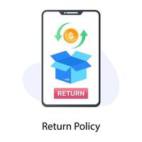 Order return policy vector in flat icon design