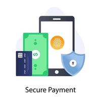 A flat editable icon denoting secure payment vector