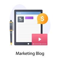 An online marketing blog flat concept icon vector