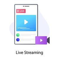 Live streaming icon in flat conceptual design vector