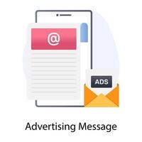 An advertising message in phone, flat icon vector