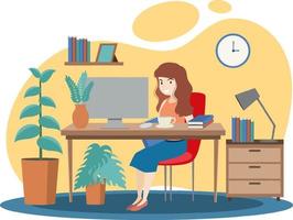 Work at home concept in flat design vector