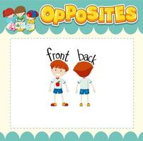 Education word card of English opposites word vector