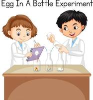 Science experiment to do at home with egg in a bottle vector