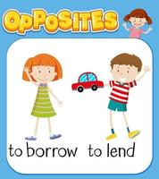 Opposite words for to borrow and to lend vector