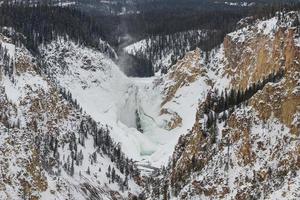 The Lower Falls of the Yellowstone River in Winter. Yellowstone National Park photo