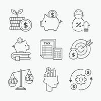 iconos de concepto de educación financiera vector