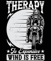 la terapia es un diseño de camiseta caro para los amantes de las motocicletas vector