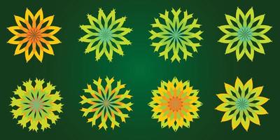 Green flowers snowflake icon object isolated abstract background vector illustration EPS10 07222021