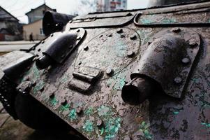Exhaust of old vintage military tank. photo