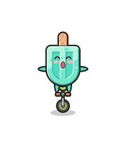 The cute popsicles character is riding a circus bike vector