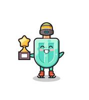 popsicles cartoon as an ice skating player hold winner trophy vector