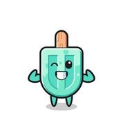 el personaje musculoso de las paletas está posando mostrando sus músculos vector