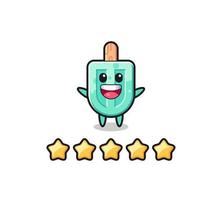 the illustration of customer best rating, popsicles cute character with 5 stars vector