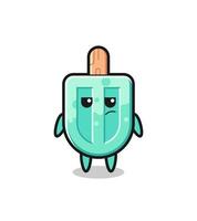 cute popsicles character with suspicious expression vector