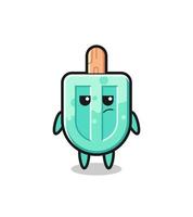 cute popsicles character with suspicious expression vector