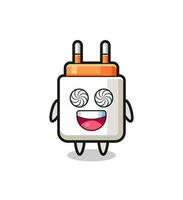 cute power adapter character with hypnotized eyes vector