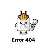 error 404 con la simpática mascota del adaptador de corriente vector