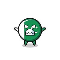 wrathful expression of the pakistan flag mascot character vector