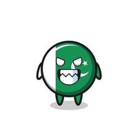 evil expression of the pakistan flag cute mascot character vector