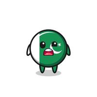 the shocked face of the cute pakistan flag mascot vector