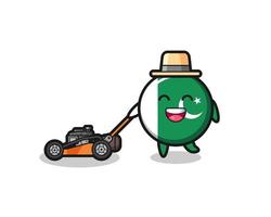 illustration of the pakistan flag character using lawn mower vector