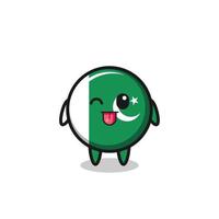 cute pakistan flag character in sweet expression while sticking out her tongue vector