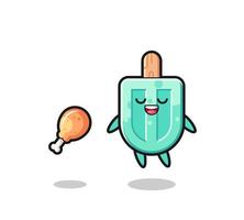 cute popsicles floating and tempted because of fried chicken vector