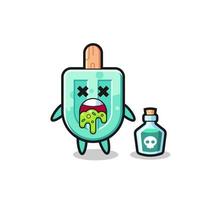illustration of an popsicles character vomiting due to poisoning vector