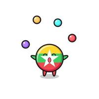 the myanmar flag circus cartoon juggling a ball vector