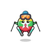 myanmar flag mascot character as a ski player vector