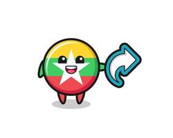 cute myanmar flag hold social media share symbol vector