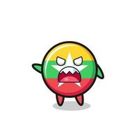 cute myanmar flag cartoon in a very angry pose vector