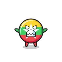 wrathful expression of the myanmar flag mascot character vector