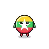 cute myanmar flag character with suspicious expression vector