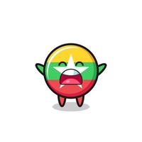 cute myanmar flag mascot with a yawn expression vector