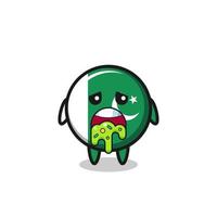 the cute pakistan flag character with puke vector