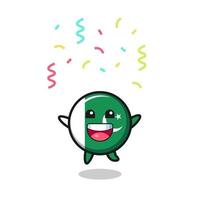 happy pakistan flag mascot jumping for congratulation with colour confetti vector