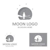 logotipo de luna llena y media luna, utilizando el diseño de concepto de icono de vector de logotipo y la ilustración de símbolo