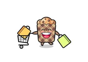 black Friday illustration with cute muffin mascot vector