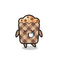 muffin cartoon illustration with a shy expression vector