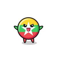 naughty myanmar flag character in mocking pose vector