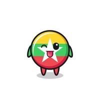 cute myanmar flag character in sweet expression while sticking out her tongue vector